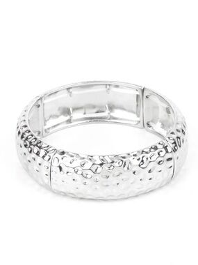 Silver Hammered Stretch Bracelet